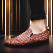 Handwoven Leather Slip‑On Shoes for Men's Women Shoes