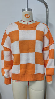 Women's Checkerboard Knit Sweater Sweaters