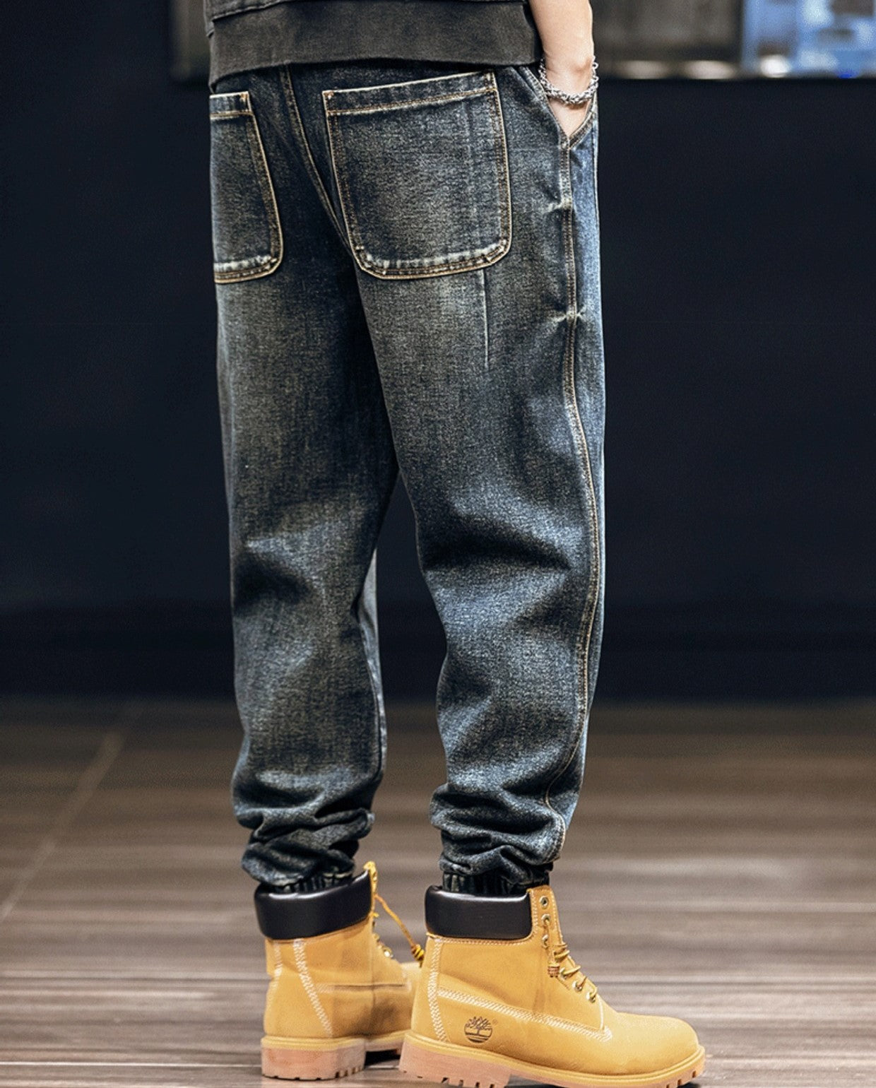 V Line Denim Jogger Men's Clothing