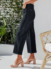 High Waist Down Button Pant Women's Clothing