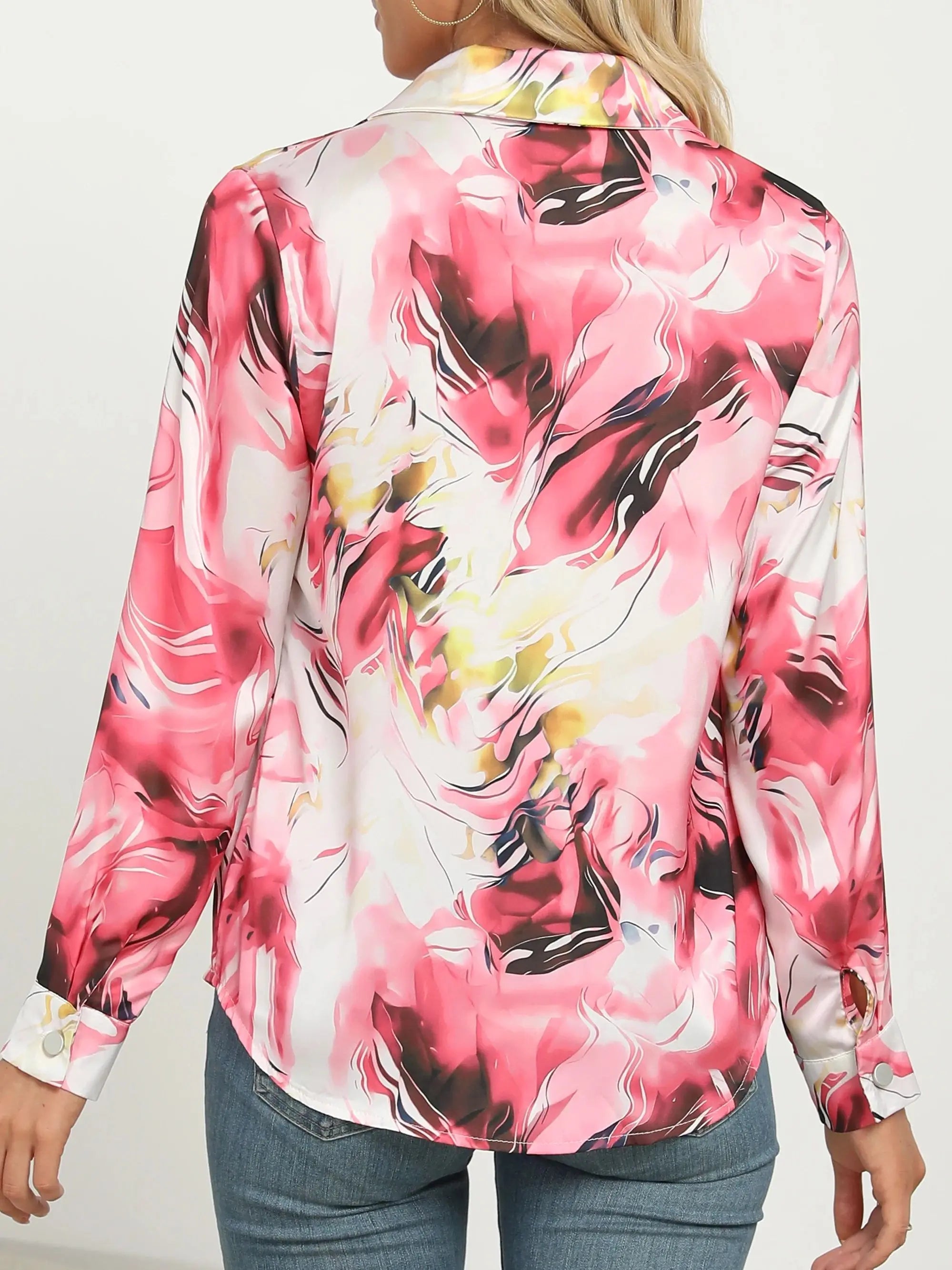 Marble Satin Statement Blouse Blouses & Shirts