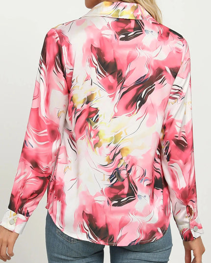 Lyssandra – Marble Satin Statement Blouse bestseller