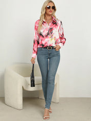 Marble Satin Statement Blouse Blouses & Shirts