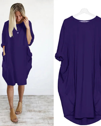 Matilda | Elegant Tummy Covering Dress Navy Blue Dress