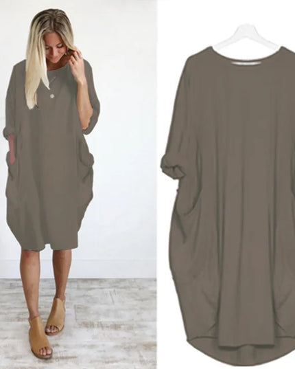 Matilda | Elegant Tummy Covering Dress Dark Grey Dress