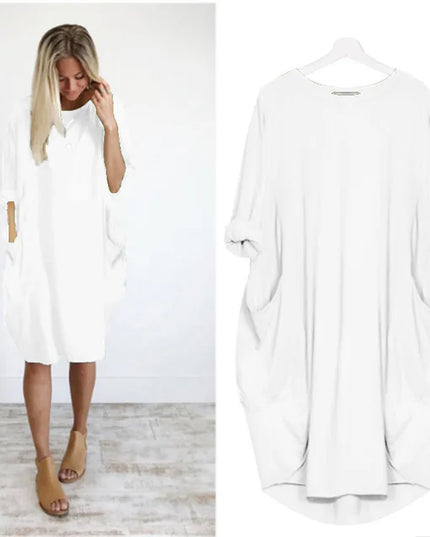 Matilda | Elegant Tummy Covering Dress White Dress
