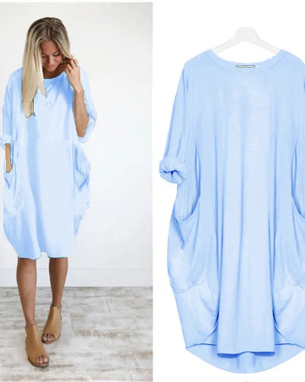 Matilda | Elegant Tummy Covering Dress Light Blue Dress