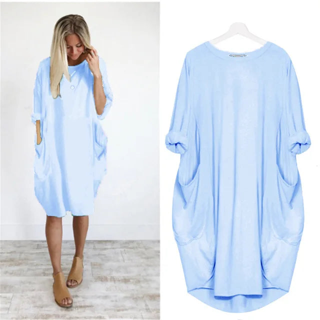 Matilda | Elegant Tummy Covering Dress Light Blue Dress