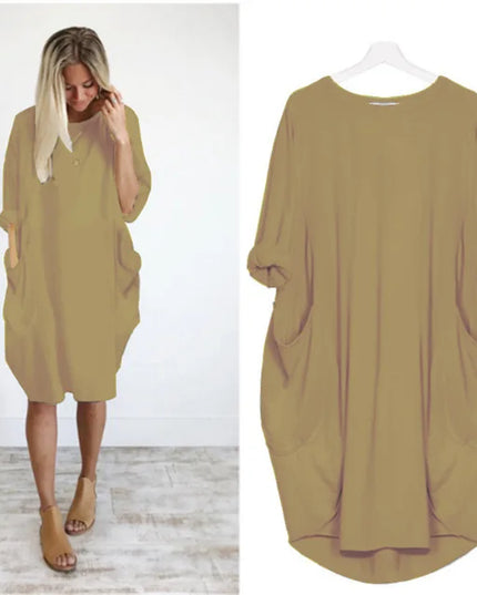 Matilda | Elegant Tummy Covering Dress Khaki Dress