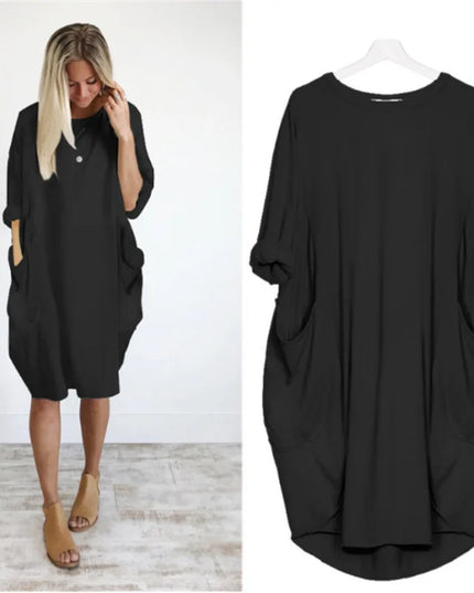 Matilda | Elegant Tummy Covering Dress Black Dress