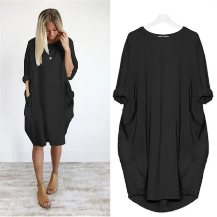 Matilda | Elegant Tummy Covering Dress Black Dress
