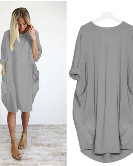 Matilda | Elegant Tummy Covering Dress Grey Dress