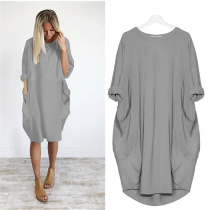 Matilda | Elegant Tummy Covering Dress Grey Dress