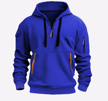 Dropped Shoulder Hooded Sweatshirt Blue Sweatshirt