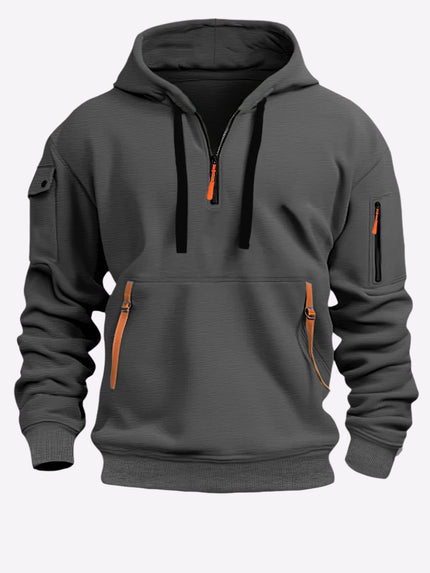 Dropped Shoulder Hooded Sweatshirt Dark Gray Sweatshirt