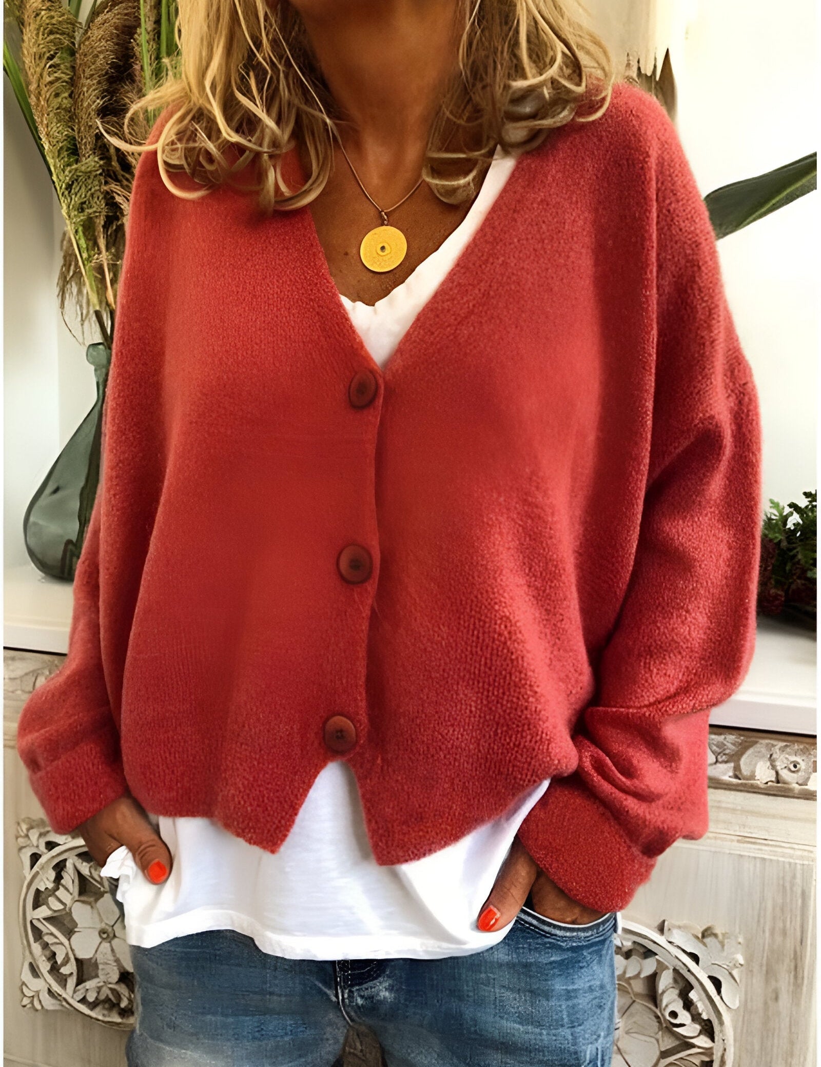Geneva | Premium Cardigan Red orange