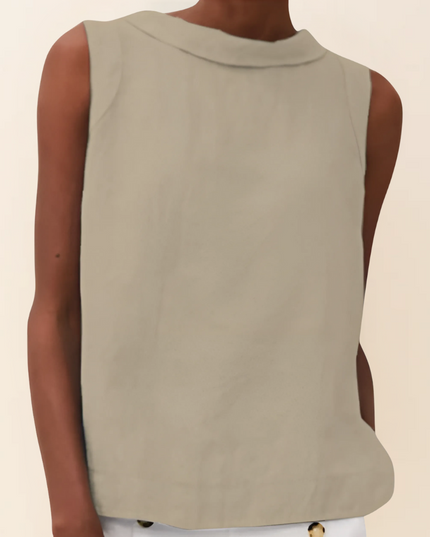 Kleah – Sleek Summer Collar Top Beige