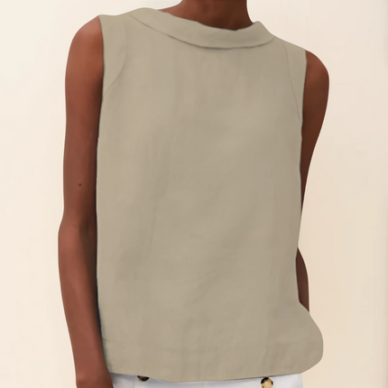 Kleah – Sleek Summer Collar Top Beige
