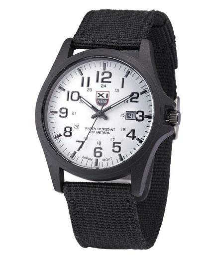 Men's Military-Style Rugged Watch with Illuminated Dial Black and white Men Fashion