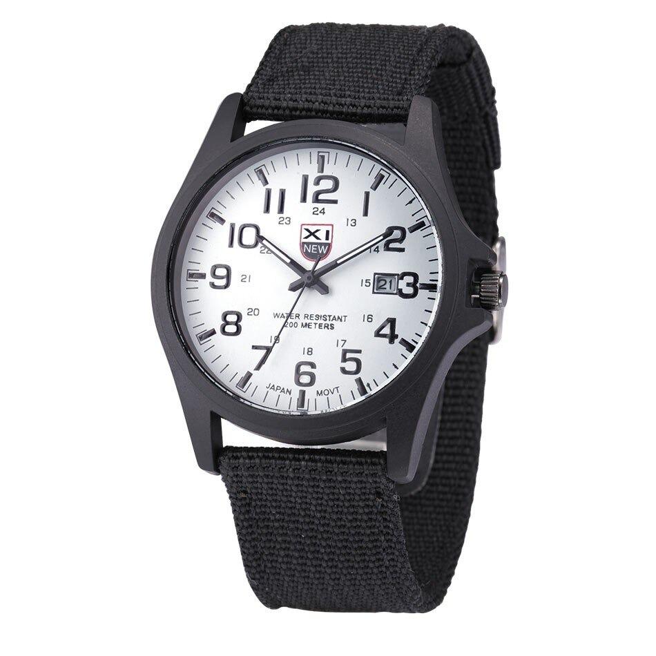Men's Military-Style Rugged Watch with Illuminated Dial Black and white Men Fashion