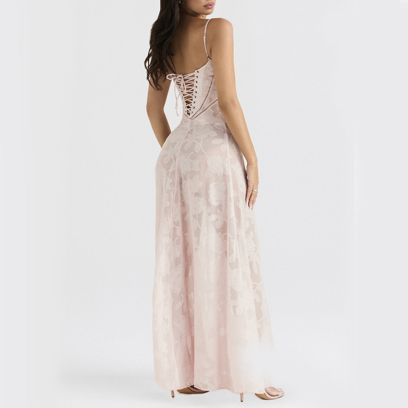 Elegant Floral Lace-Up Maxi Dress – Summer Party & Evening Wear Dresses