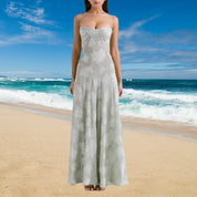 Elegant Floral Lace-Up Maxi Dress – Summer Party & Evening Wear Dresses