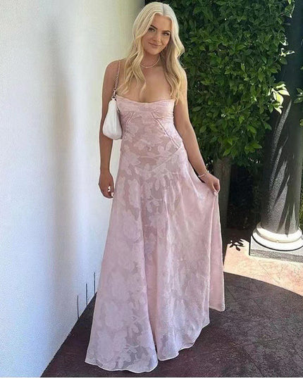 Elegant Floral Lace-Up Maxi Dress – Summer Party & Evening Wear Dresses