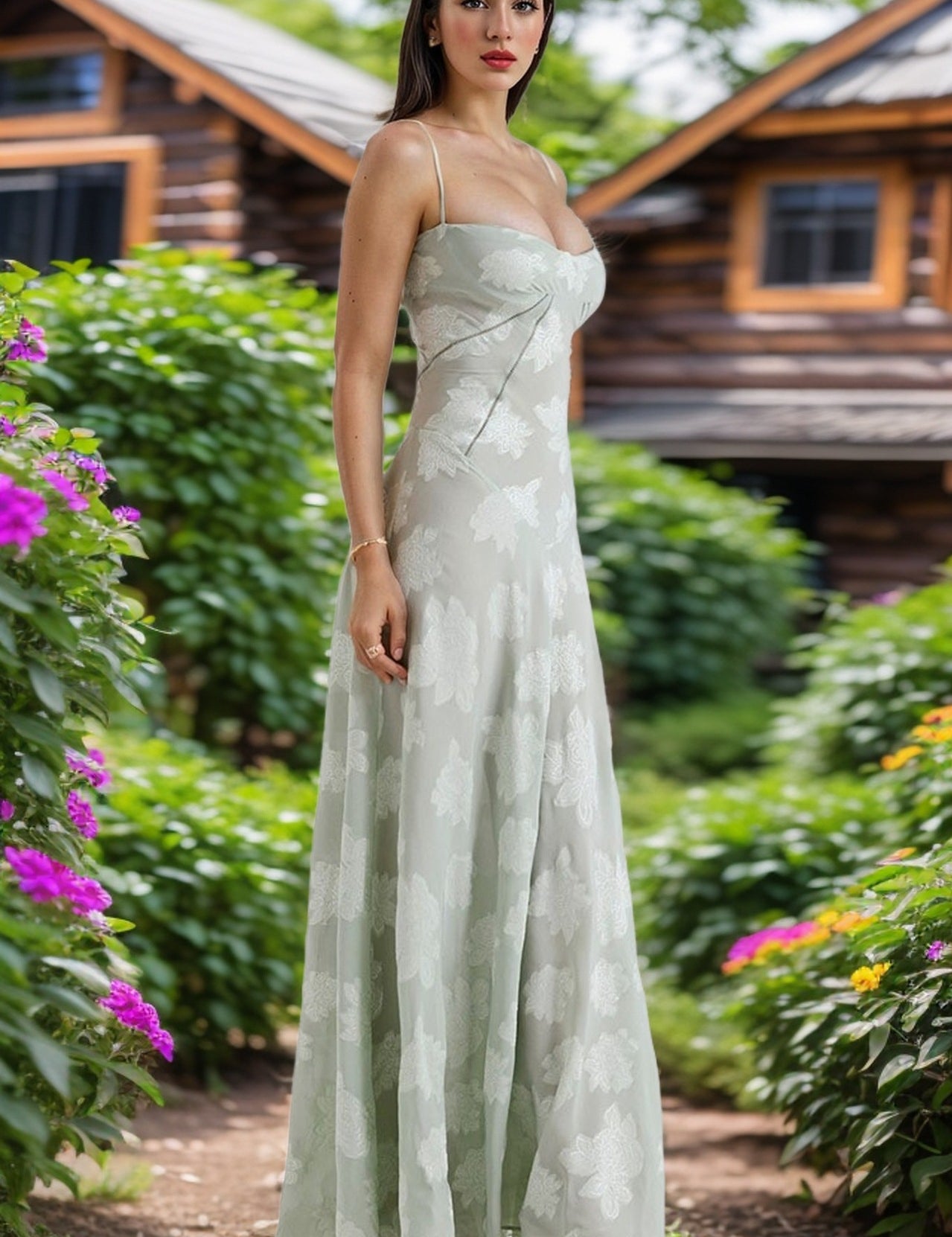 Elegant Floral Lace-Up Maxi Dress – Summer Party & Evening Wear Dresses
