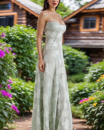 Elegant Floral Lace-Up Maxi Dress – Summer Party & Evening Wear Dresses