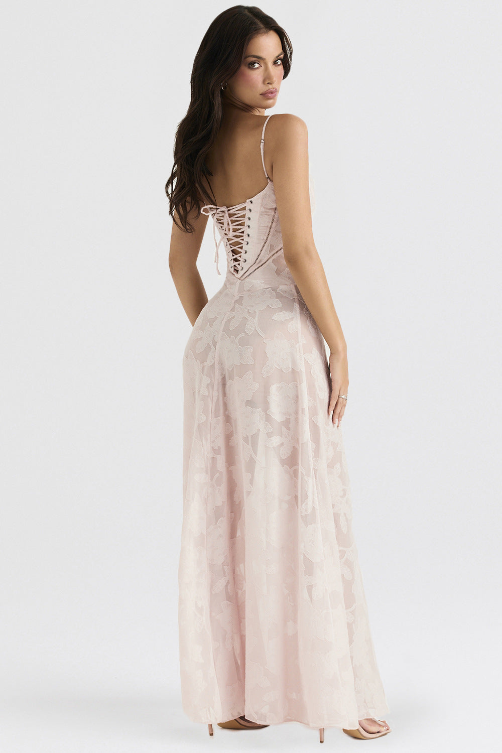 Elegant Floral Lace-Up Maxi Dress – Summer Party & Evening Wear Dresses