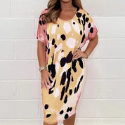 Camilla | Leopard print loose casual dress Apricot Dresses