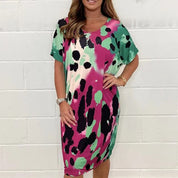 Camilla | Leopard print loose casual dress Green Dresses