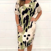 Camilla | Leopard print loose casual dress Light green Dresses