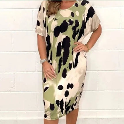 Camilla | Leopard print loose casual dress Light green Dresses