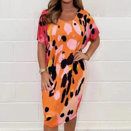 Camilla | Leopard print loose casual dress Orange Dresses