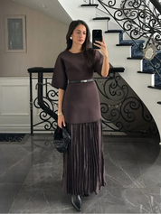 Elegant O-Neck Short Sleeve Maxi Dress Dresses