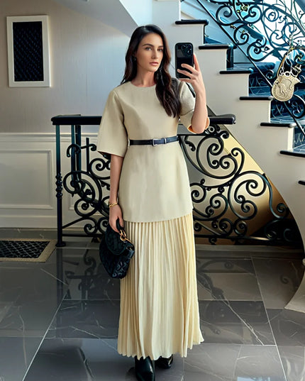 Elegant O-Neck Short Sleeve Maxi Dress green dress Dresses