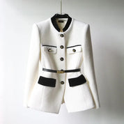 Elegant Wool-Blend Office Jacket White Jackets