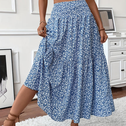 Elena Ditsy Floral Skirt Blue