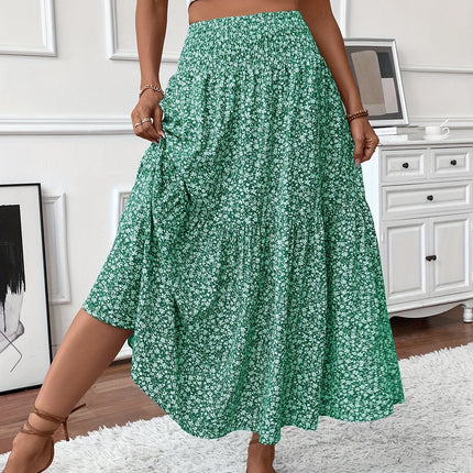 Elena Ditsy Floral Skirt Green