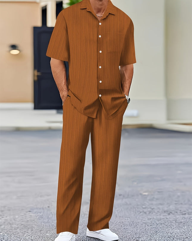 Elias Striped Two-Piece Summer Set Coffee