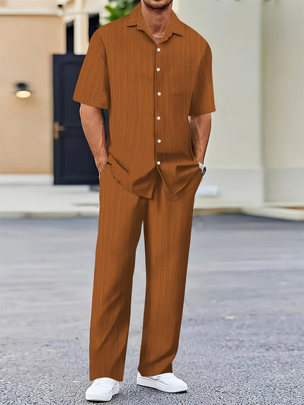 Elias Striped Two-Piece Summer Set Coffee
