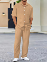 Elias Striped Two-Piece Summer Set Khaki