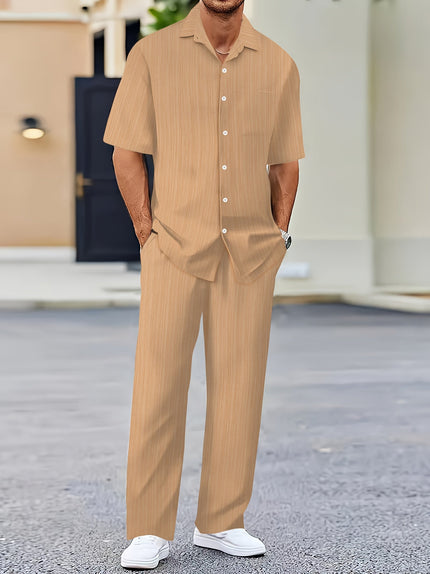 Elias Striped Two-Piece Summer Set Khaki