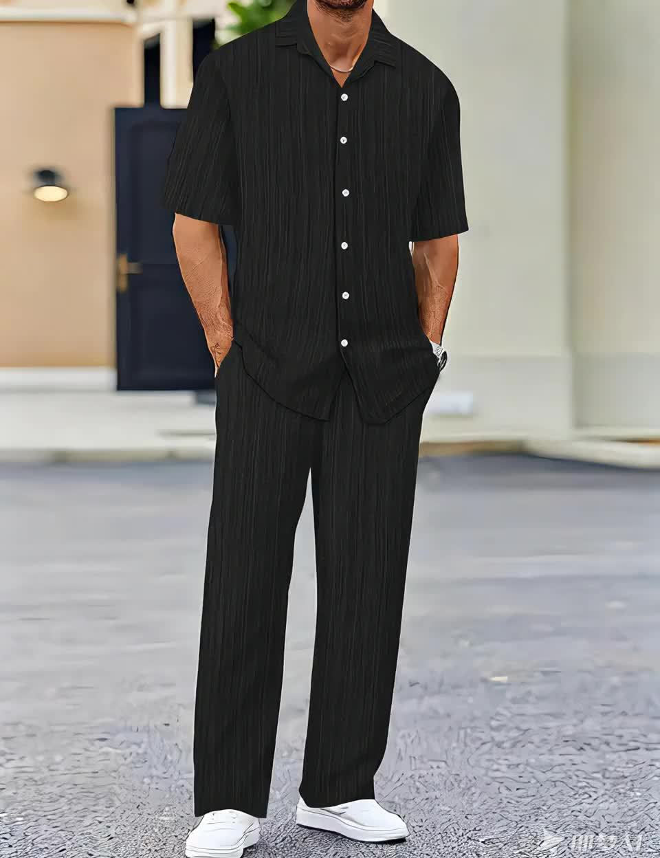 Elias Striped Two-Piece Summer Set Black