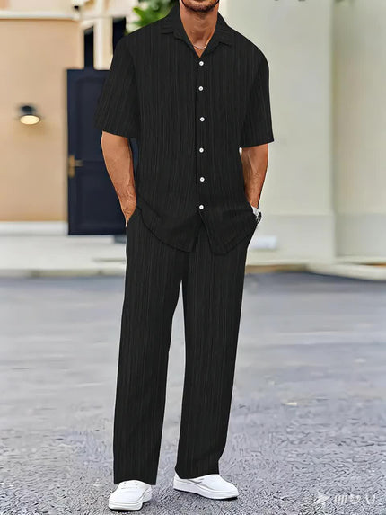 Elias Striped Two-Piece Summer Set Black