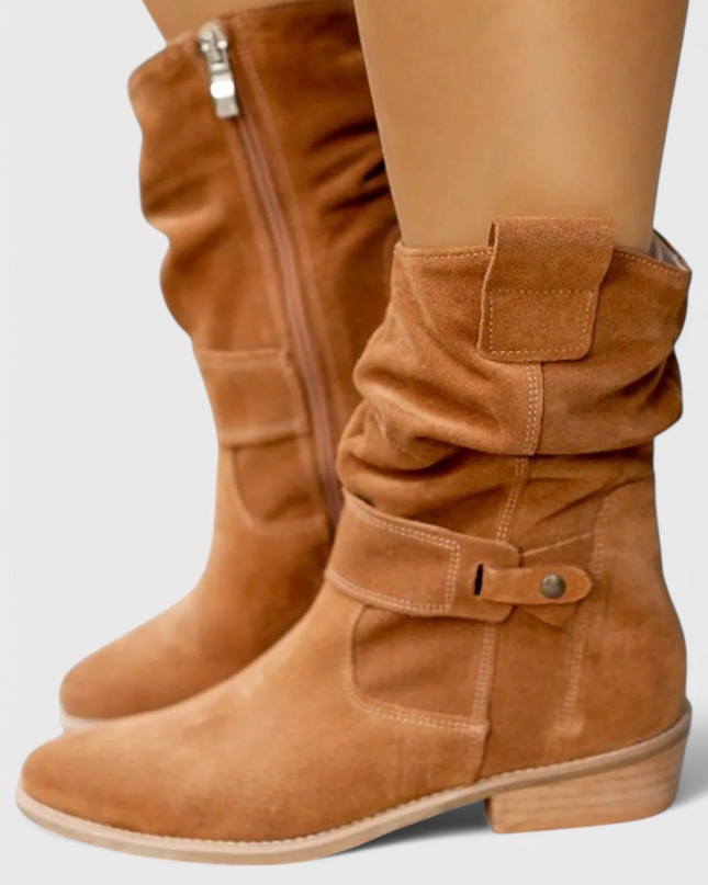 Aira Classic Suede Ankle Booties Brown Boots