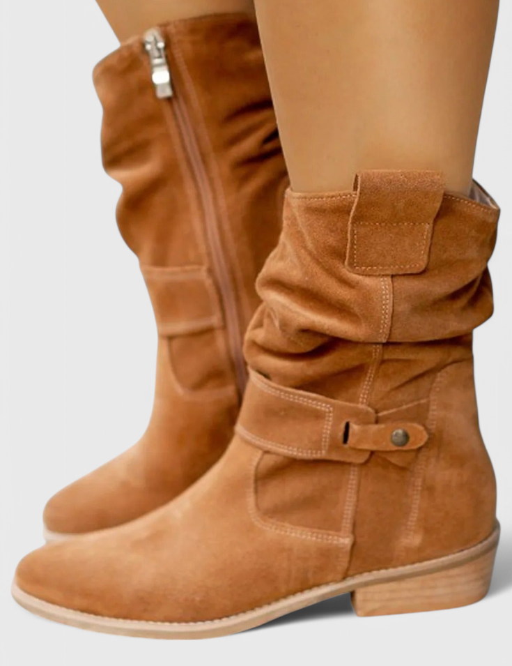 Aira Classic Suede Ankle Booties Brown Boots