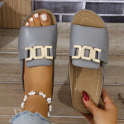 Kathryn | Comfy Buckle Sandals Gray sandals