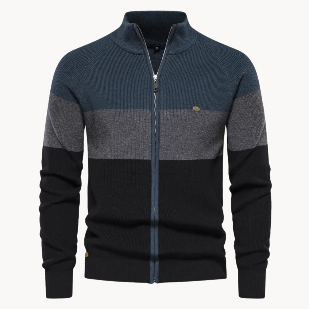 Edy - Fall Zip Cardigan Blue